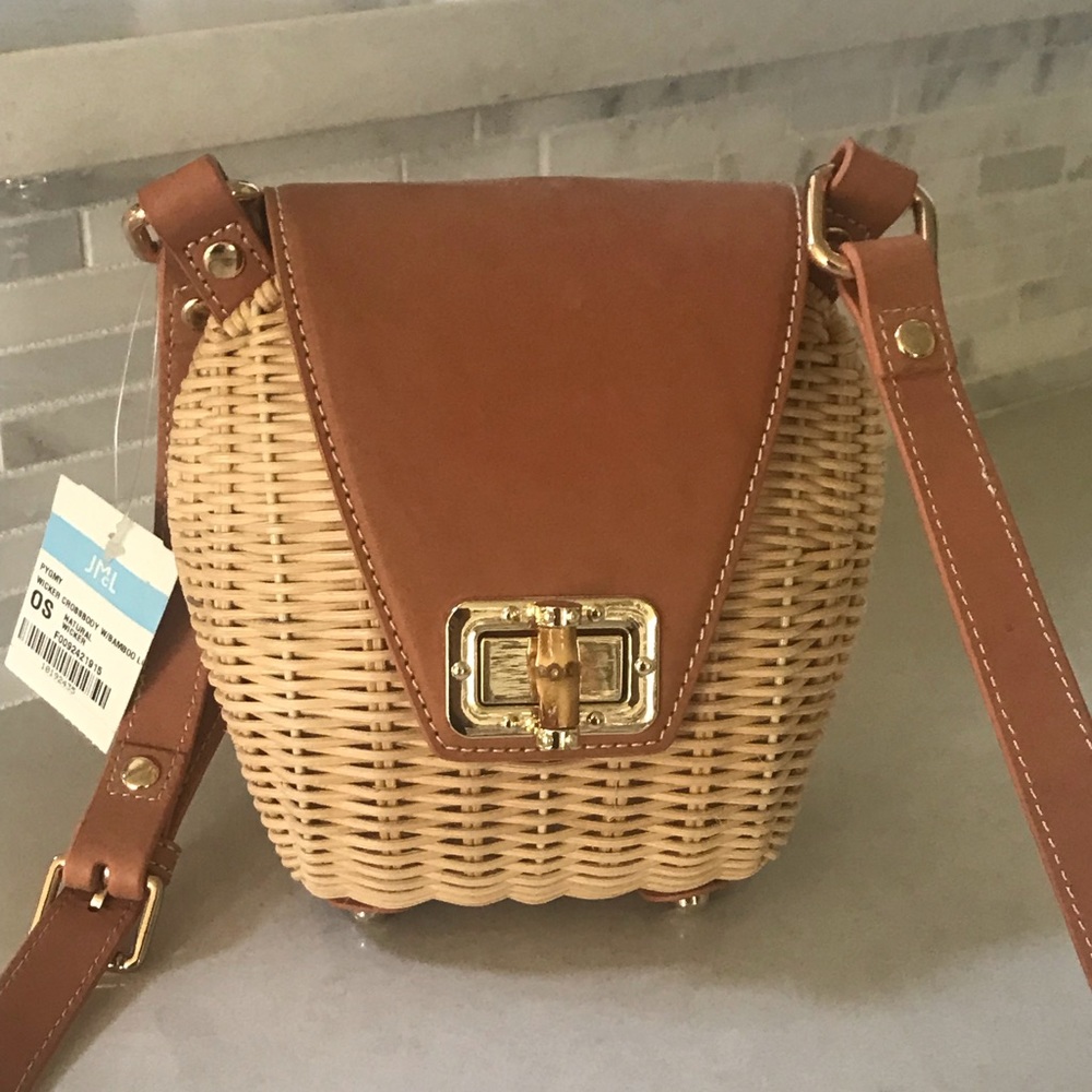 J McLaughlin wicker crossbody purse